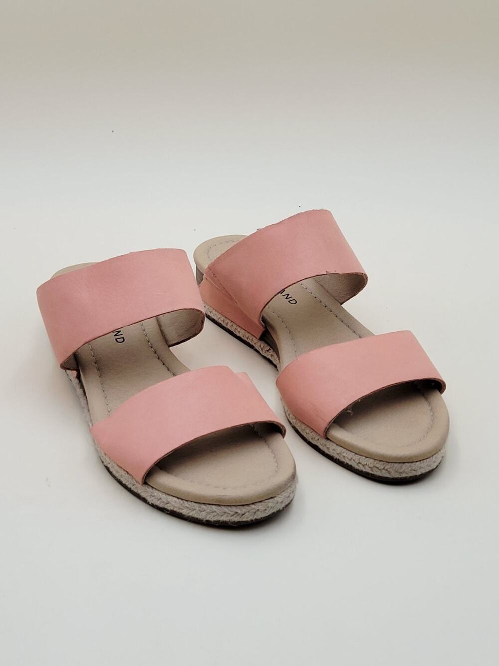 Lucky Brand Wyntor Pink Leather Espadrille Wedge Slide Sandal Womens 6.5 EU 37